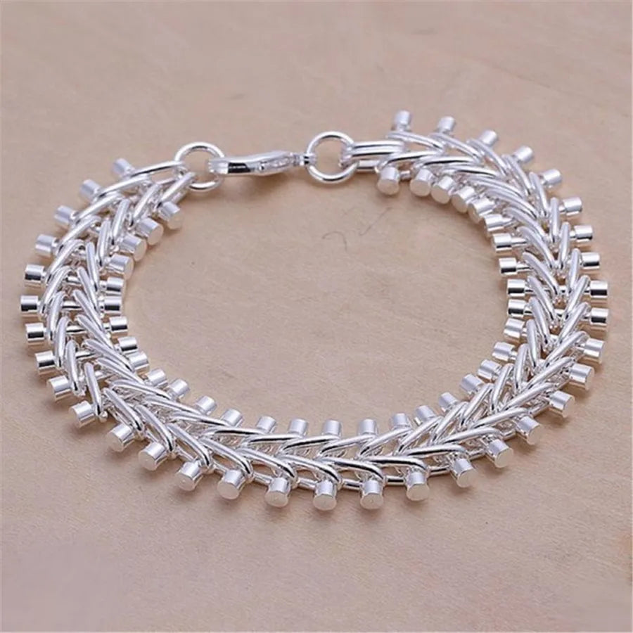 925 Sterling Silver Exquisite Solid Chain Bracelet Fashion Charm Women Men Solid Wedding Cute Simple Models Jewelry Streetsharks