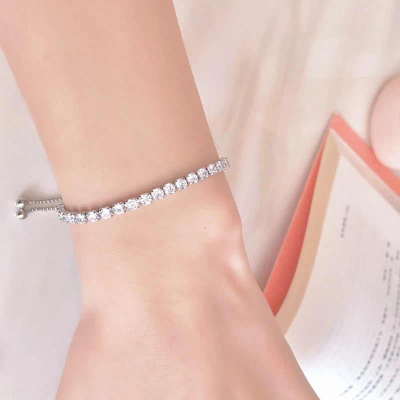 925 Sterling Silver Zircon Bracelet For Women Luxury Handy Adjustable New Ladies Jewelry Birthday Party Fashion Jewelry Gift Streetsharks