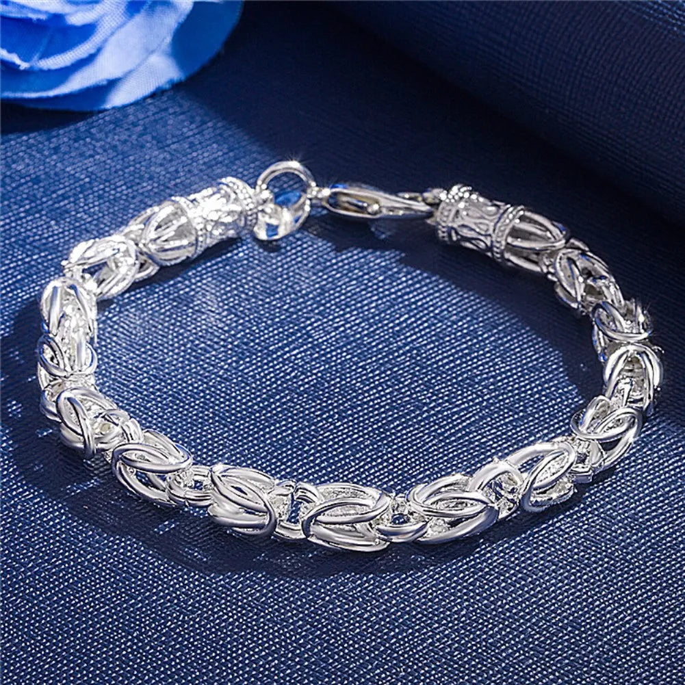 925 Sterling Silver Exquisite Solid Chain Bracelet Fashion Charm Women Men Solid Wedding Cute Simple Models Jewelry Streetsharks