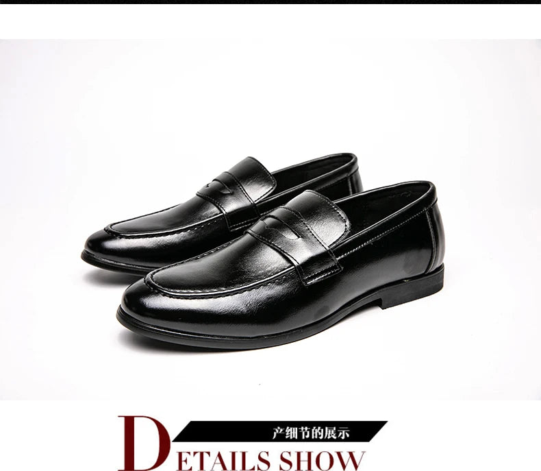 Men Casual Leather Shoes Dress Leather Loafers Men Classic Casual Business Shoes Trend Formal Party Social Leather Shoes Male luxecrown.co.uk