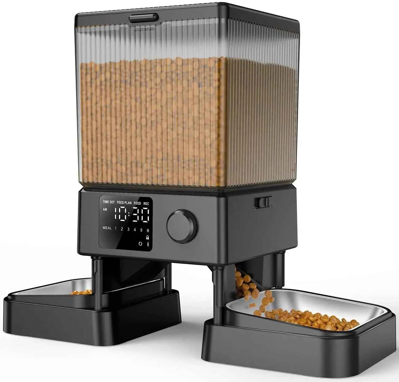 Automatic Cat Feeder for 2 Cats, 5L/20 Cups Capacity, Timed Dry Food Dispenser with Voice Recorder
