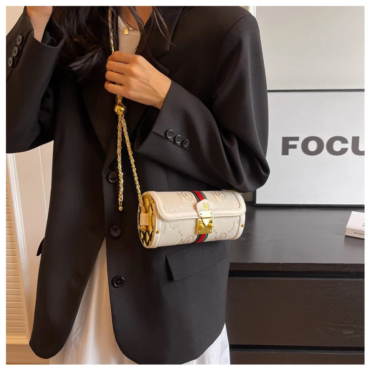 Fashionable Chain Strap Cylinder Bag Women's Bag Versatile Shoulder Crossbody Bag High Quality Korean Style Daily Use Bag luxecrown.co.uk