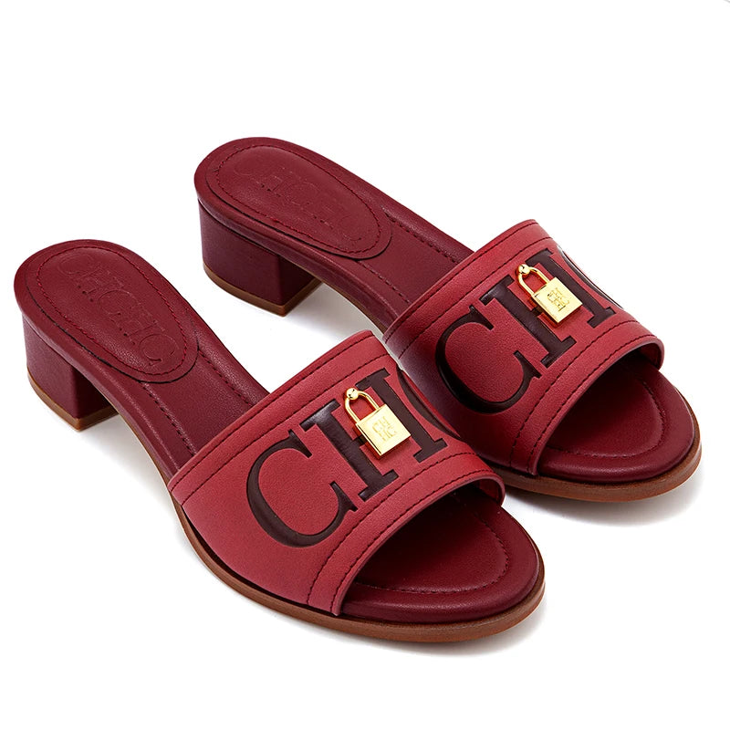 CH 2026 Elegant Women's Sandals Leather Dressy Party Evening Luxury Metal Buckle Non Slip Comfort Women Shoes Gift Box luxecrown.co.uk