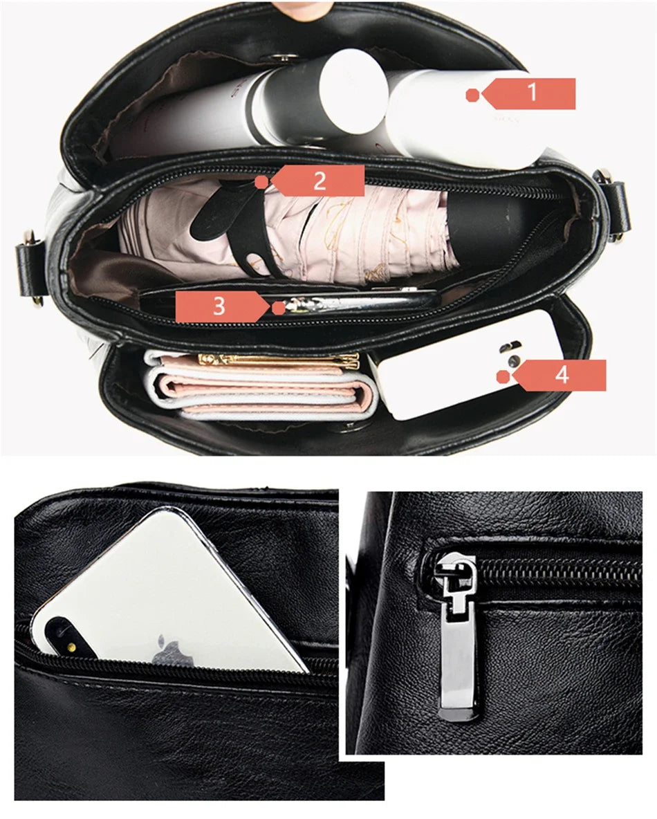 Luxury Handbag Fashion Print Large Capacity Soft Leather Women Shoulder Crossbody Bag Leisure Designer Ladies Purses and Handbag luxecrown.co.uk