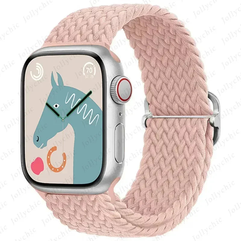Braided Loop Strap For Apple Watch Band 42/46mm 45/41mm 38/40mm 44mm 49mm Nylon Solo Bracelet iWatch series 10 9 se 8 7 6 Ultra2 luxecrown.co.uk
