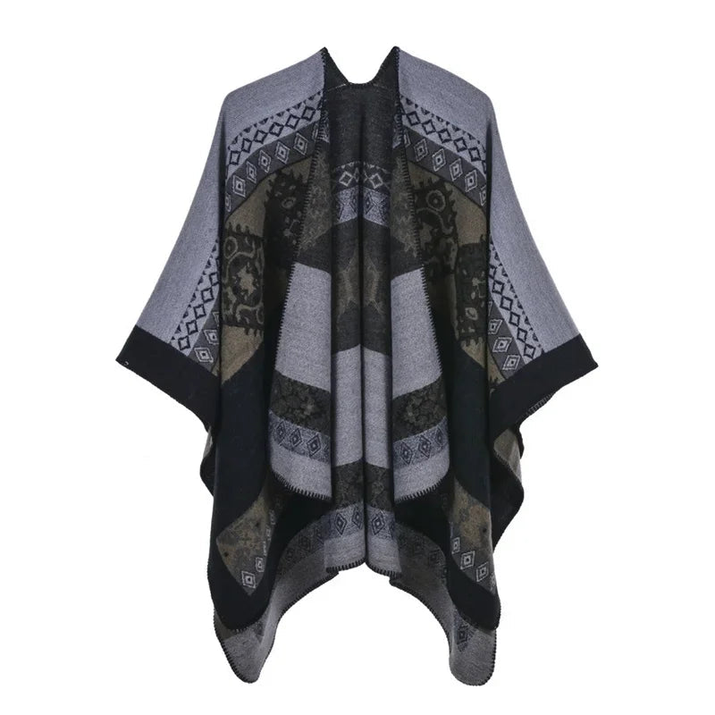 Winter Fashion Poncho Women Capes Scarf Imitation Cashmere Ladies Scarves Warm Shawls Wraps Woman Ponchos Bufanda Mujer Foulard luxecrown.co.uk