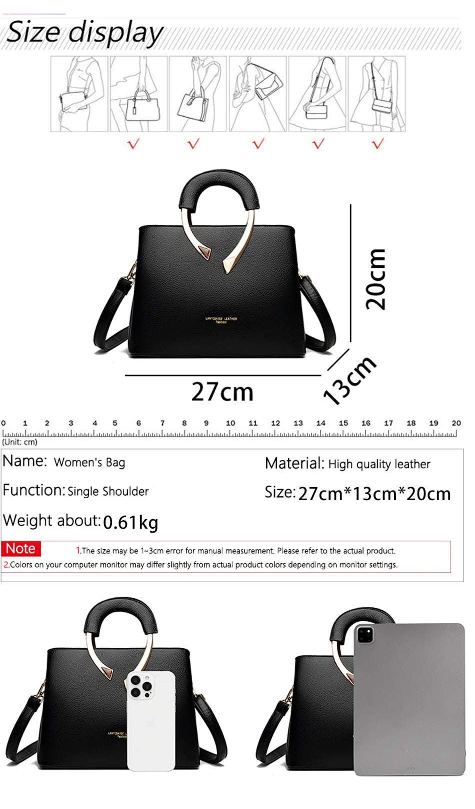 Luxury Handbags Women Bags Designer 3 Layers Soft Leather Shoulder Crossbody Sac Ladies Large Capacity Shopping Messenger Tote luxecrown.co.uk