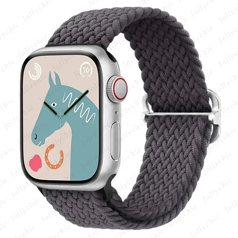 Braided Loop Strap For Apple Watch Band 42/46mm 45/41mm 38/40mm 44mm 49mm Nylon Solo Bracelet iWatch series 10 9 se 8 7 6 Ultra2 luxecrown.co.uk