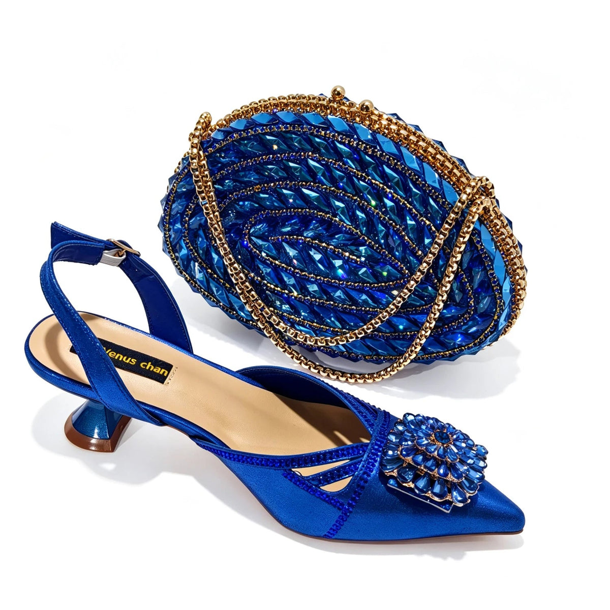 2026 Italian Peach Gold Rhinestone HAND CRAFTED UPPER Pointed Toe Women High Heels Shoes and Bag Set Elegant Party Shoes luxecrown.co.uk