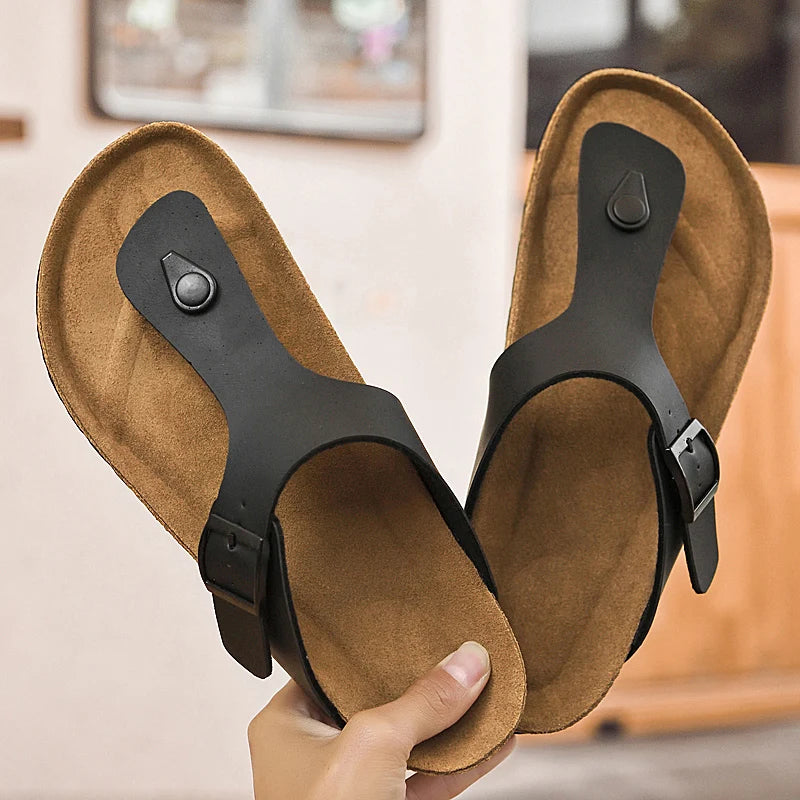 2025 Men's Non-Slip Slippers Quick-Dry Indoor Outdoor Sandals Soft Sole Comfortable Summer Footwear Euro 35-46 Brown/Black luxecrown.co.uk