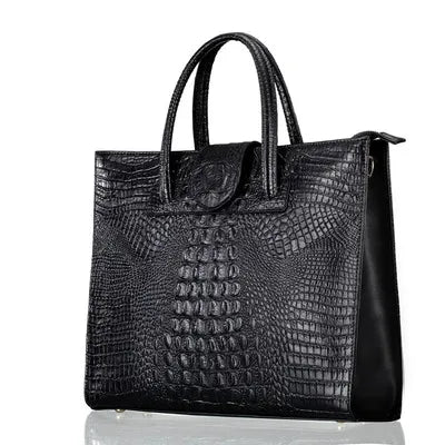 New Fashion Luxury Crocodile Pattern Women's Real Leather OL Handbags Genuine Leather Ladies Shoulder Bag Business Computer Bags luxecrown.co.uk
