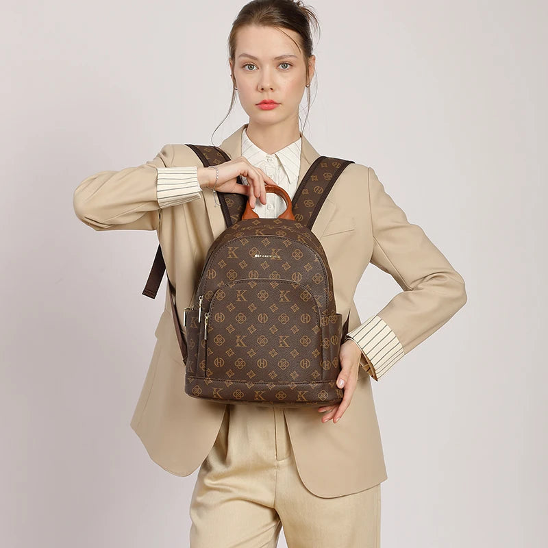 Mkf Genuine Vintage Retro Casual Backpack for Women, Original Design Niche Women's Bag, Large Capacity Travel Trendy Bag luxecrown.co.uk