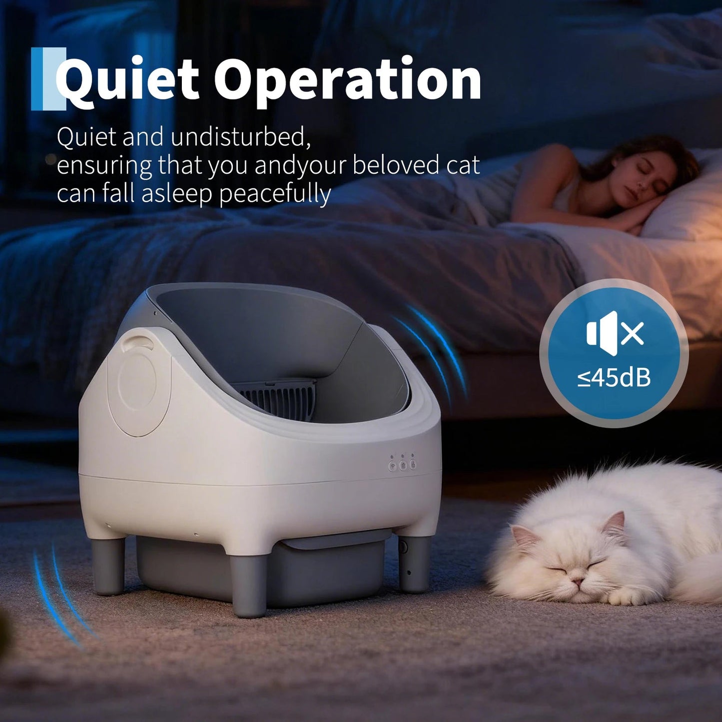 Self Cleaning Automatic Cat Litter Box, APP Control,Odor-Free,Open-Top w/Large Waste Bin for Multiple Cats Includes Trash Bags luxecrown.co.uk