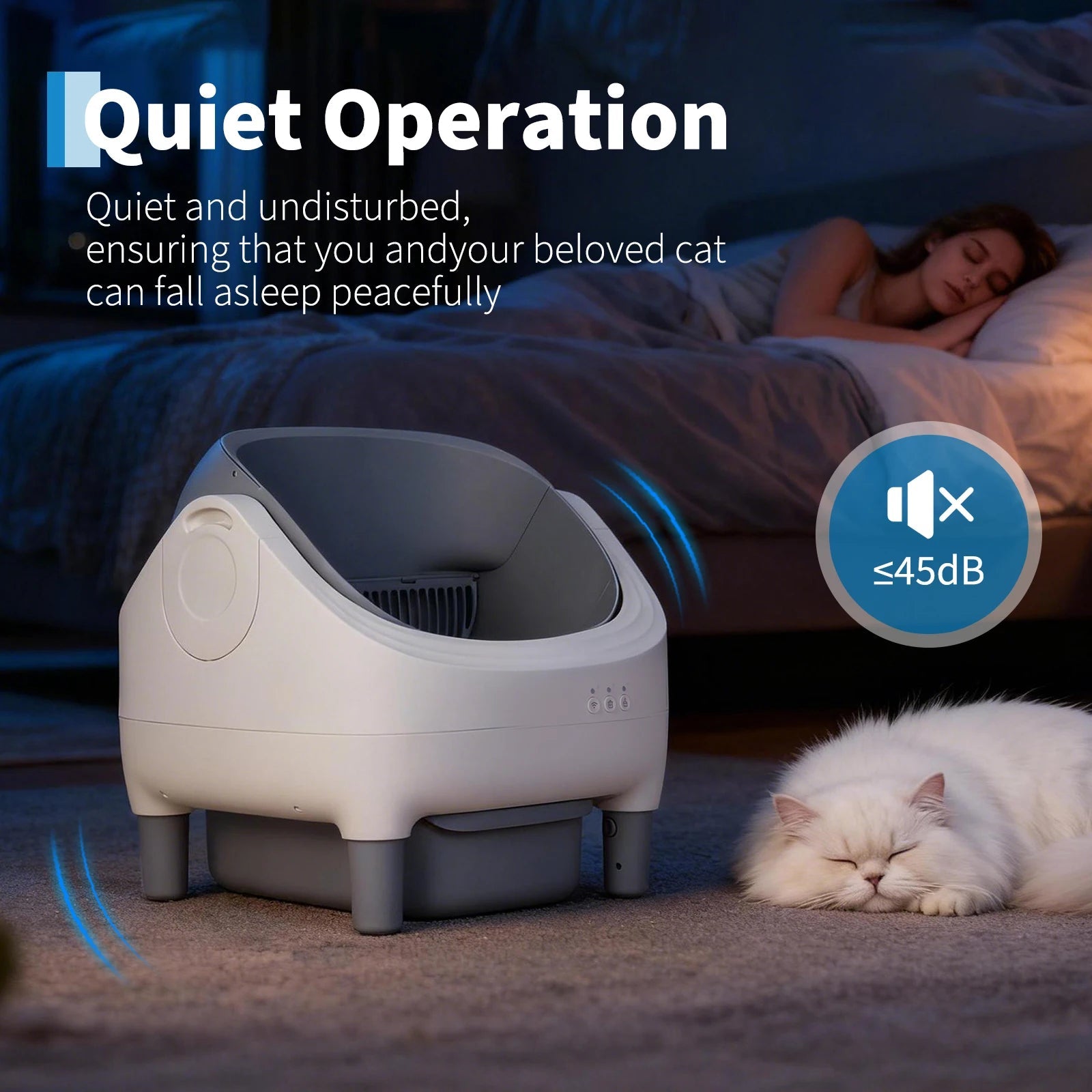 Self Cleaning Automatic Cat Litter Box, APP Control,Odor-Free,Open-Top w/Large Waste Bin for Multiple Cats Includes Trash Bags luxecrown.co.uk