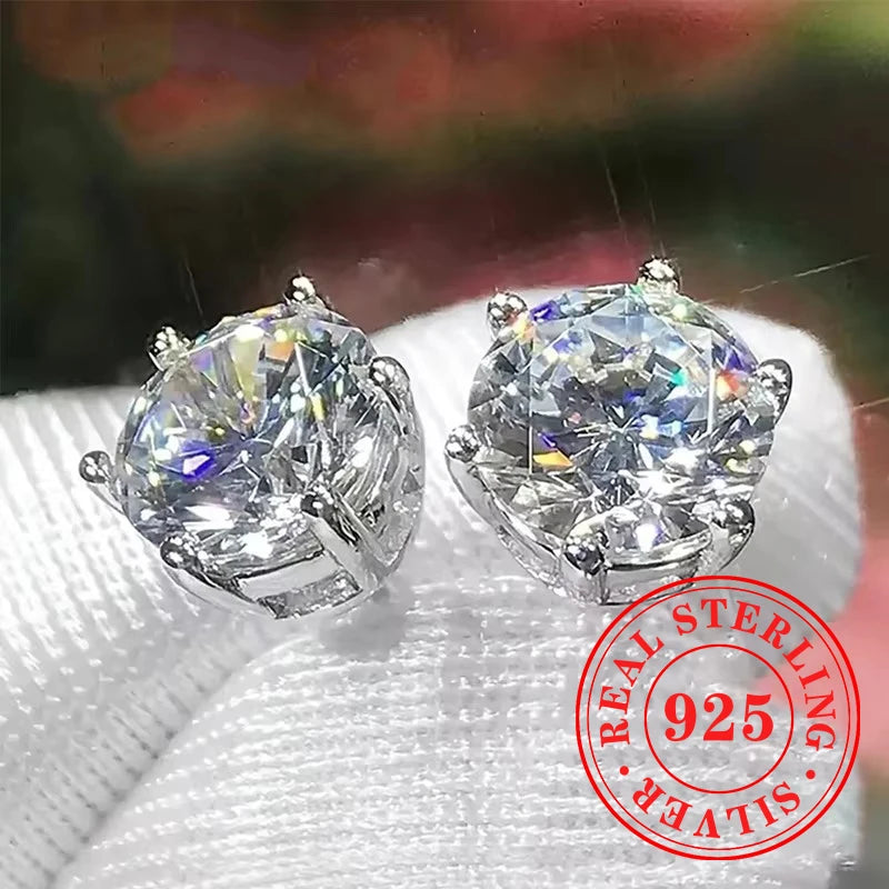 Huitan 925 Sterling Silver Shining White Cubic Zirconia Stud Earrings Luxury High Quality Jewelry Women Wedding Eternity Jewelry Streetsharks