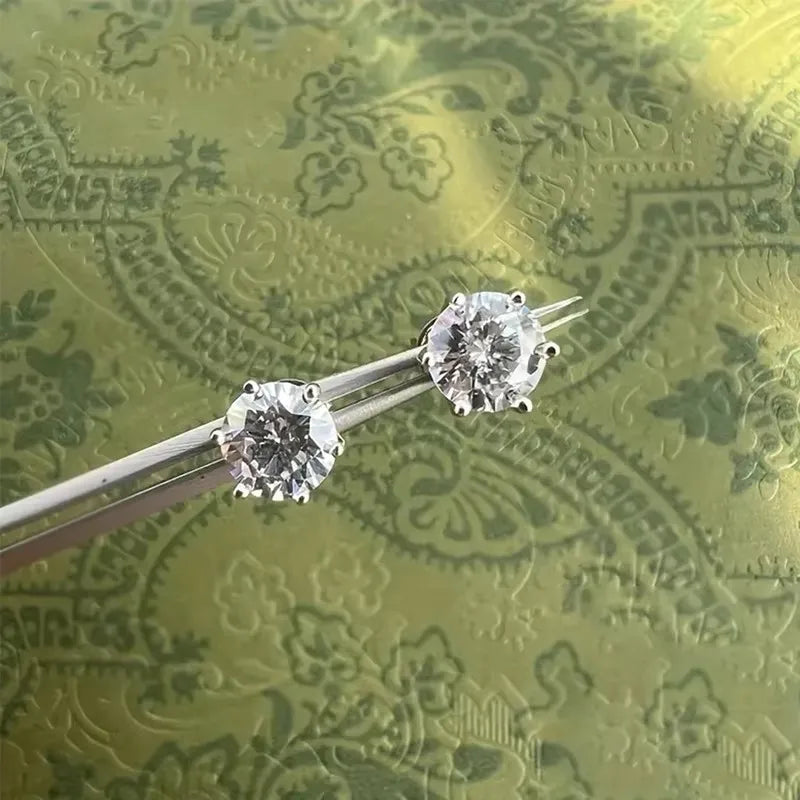 Huitan 925 Sterling Silver Shining White Cubic Zirconia Stud Earrings Luxury High Quality Jewelry Women Wedding Eternity Jewelry Streetsharks