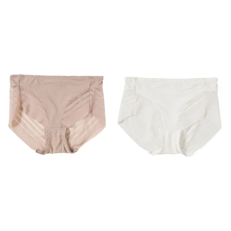 2PCS High Waist Briefs Women Seamless Panties Transparent Mesh High Elastic Tummy Control Underwear Female Lingere Underpant Streetsharks