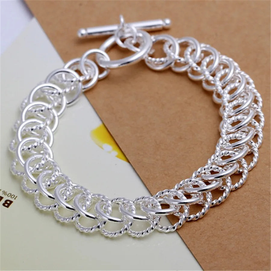 925 Sterling Silver Exquisite Solid Chain Bracelet Fashion Charm Women Men Solid Wedding Cute Simple Models Jewelry Streetsharks