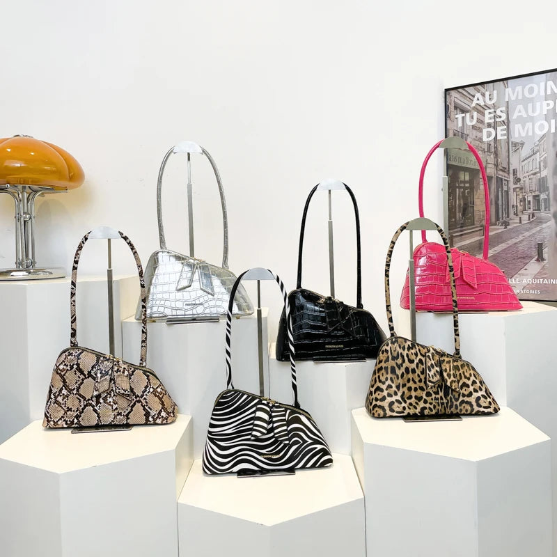 LEFTSIDE Pu Leather Underarm Bags for Women 2025 Korean Fashion Leopard Handbags and Purses Small Luxury Party Shoulder Bag Streetsharks