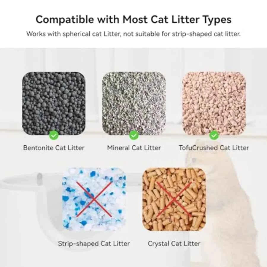 F8 Self-Cleaning Cat Litter Box Large Capacity Open-Top Design for Multi-Cat Homes with Enhanced Safety Features Includes Trash