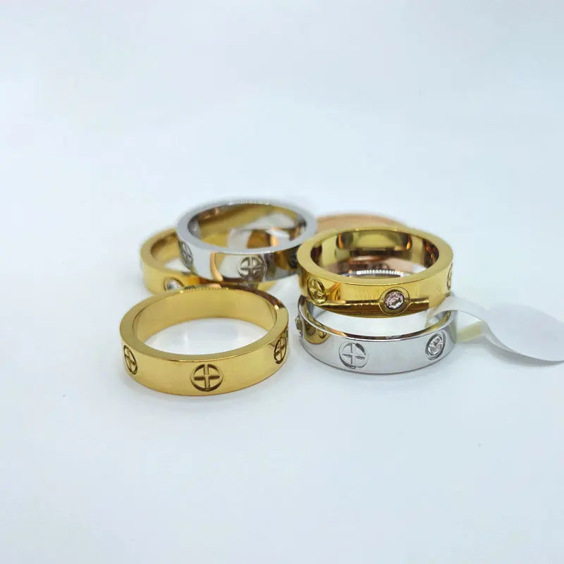 Fashion Stainless Steel CZ Crystal Cross Ring For Women Men Rose Gold Color Love Couple  Wedding Rings Luxury Jewelry Gift Streetsharks