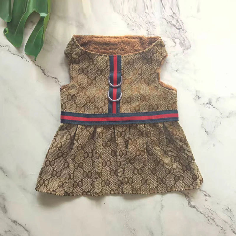 Pet Couple Clothing Designer Luxury Women Dog Dress Men Dog Chest Back Vest Puppy Clothes Beautiful Skirt Traction Rope Leash luxecrown.co.uk