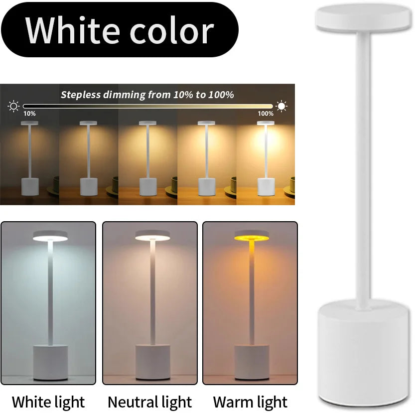 Classic Table Lamp USB Rechargeable Night Light Stepless Dimming Touch Desk Lamp 3 Colors Bedside Lamp Bar Hotel Decoration luxecrown.co.uk