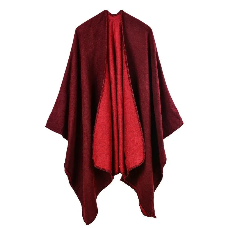 Winter Fashion Poncho Women Capes Scarf Imitation Cashmere Ladies Scarves Warm Shawls Wraps Woman Ponchos Bufanda Mujer Foulard luxecrown.co.uk