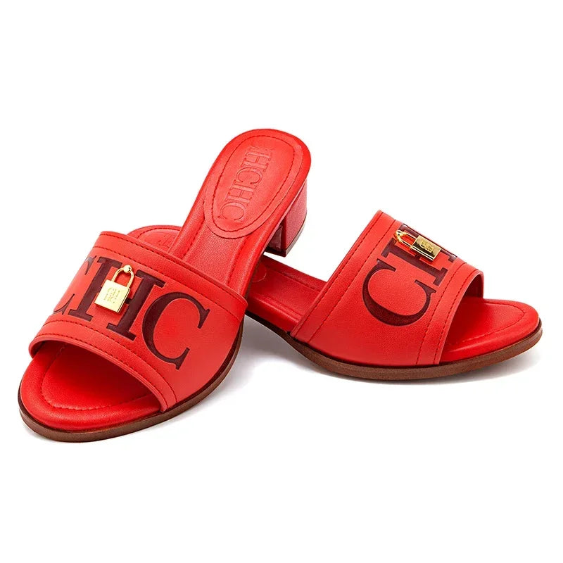 CH 2026 Elegant Women's Sandals Leather Dressy Party Evening Luxury Metal Buckle Non Slip Comfort Women Shoes Gift Box luxecrown.co.uk