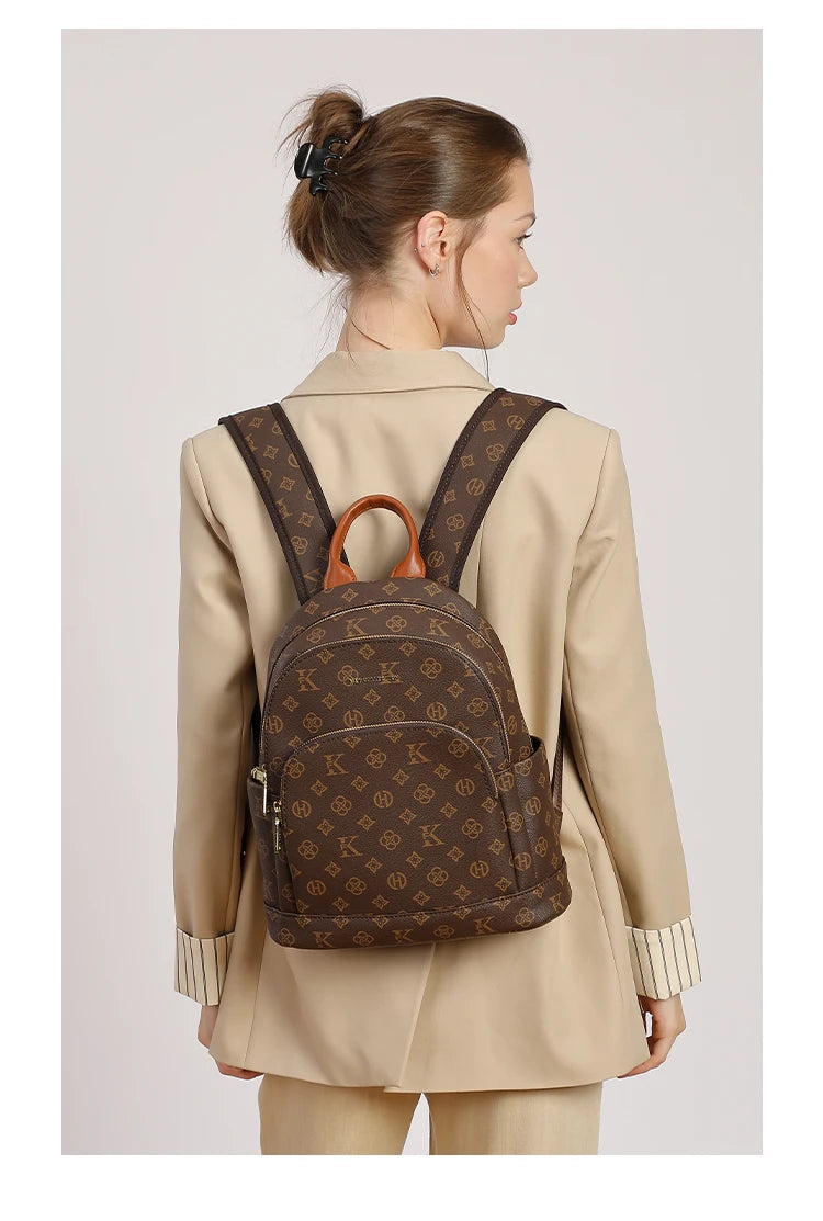 Mkf Genuine Vintage Retro Casual Backpack for Women, Original Design Niche Women's Bag, Large Capacity Travel Trendy Bag luxecrown.co.uk