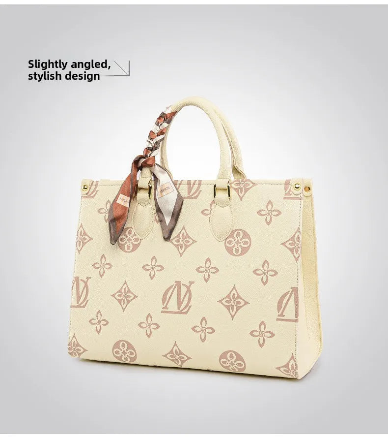 Fashionable Large Capacity Tote Bag 2025 New Style Simple Urban PU Ladies Handbag Commuter Daily Use Contrast Color Embossed luxecrown.co.uk