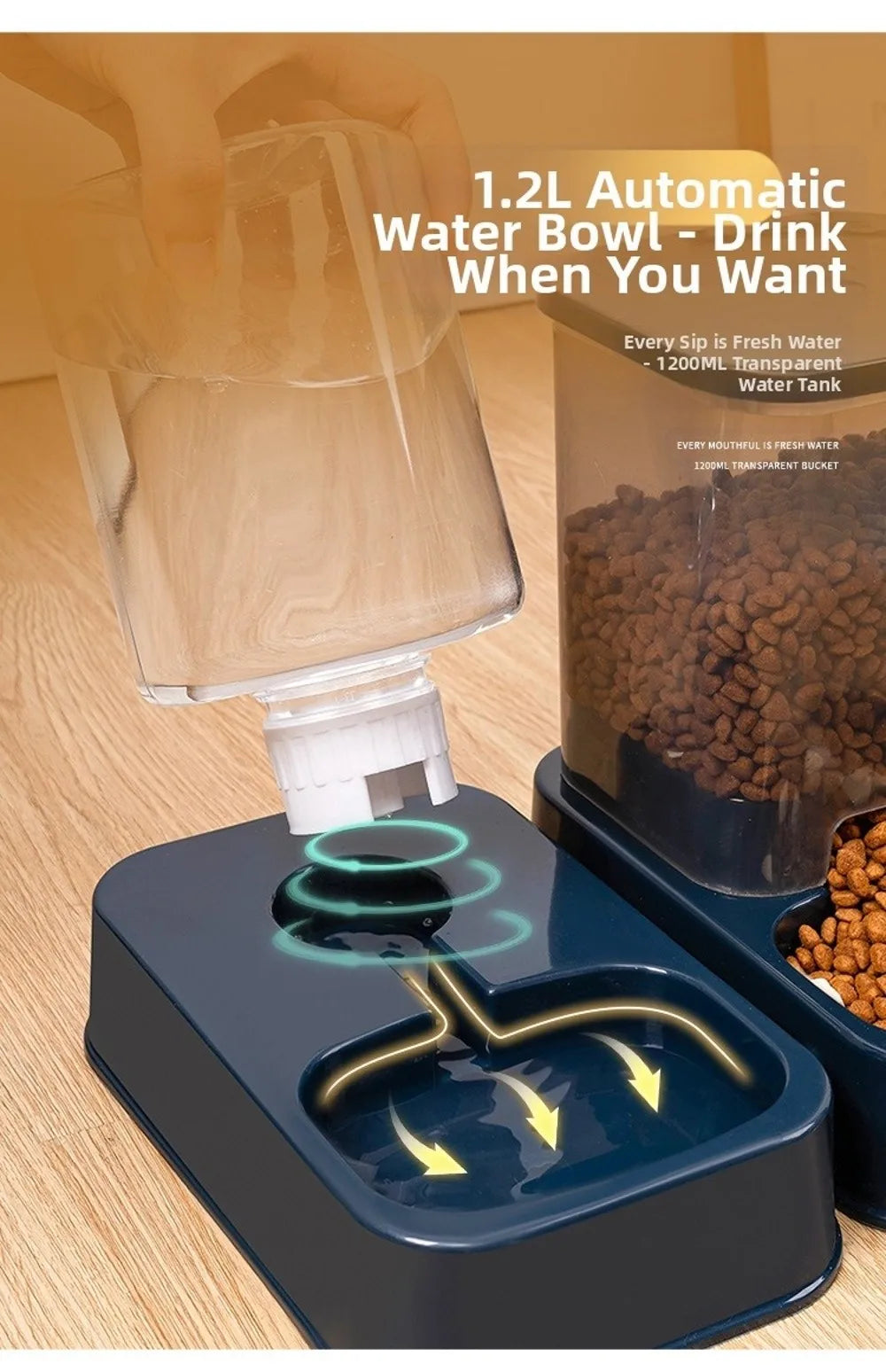 1.2L/1.5L Pet Automatic Feeder Plastic Large Capacity Cat Dog Water Dispenser Feeder Set 3 Colors 2 Styles luxecrown.co.uk