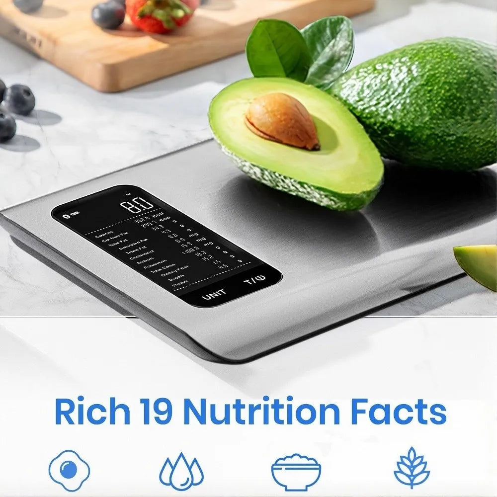 Stainless Steel Smart Nutrition Food Scale Free App with 19 Nutrients Tracking Smart Digital Kitchen Scale luxecrown.co.uk