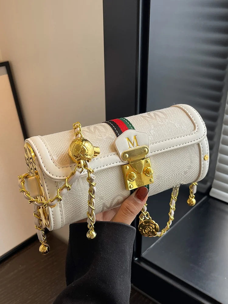 Fashionable Chain Strap Cylinder Bag Women's Bag Versatile Shoulder Crossbody Bag High Quality Korean Style Daily Use Bag luxecrown.co.uk