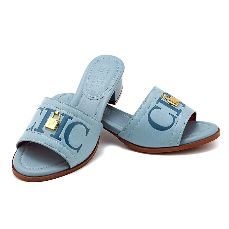 CH 2026 Elegant Women's Sandals Leather Dressy Party Evening Luxury Metal Buckle Non Slip Comfort Women Shoes Gift Box luxecrown.co.uk