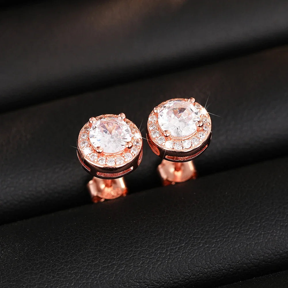 Huitan 925 Sterling Silver Shining White Cubic Zirconia Stud Earrings Luxury High Quality Jewelry Women Wedding Eternity Jewelry Streetsharks