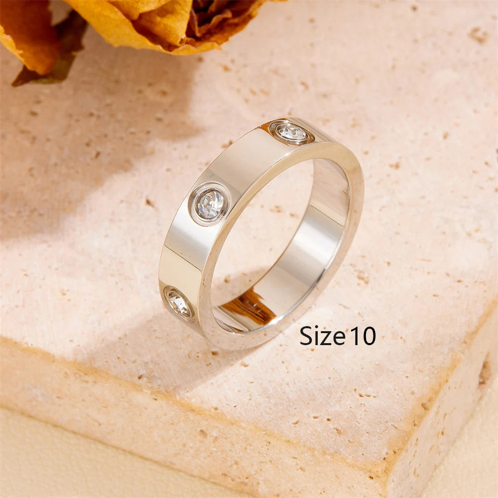 Luxury Stainless Steel Crystal Charm Bangle/Ring for Women Gold Color Non Tarnish Cuff Bracelet Jewelry Set Gift Party Streetsharks