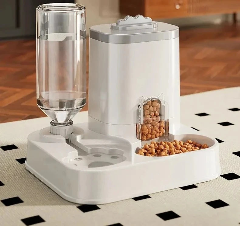 Automatic Cat & Dog Water Dispenser with Integrated Food Basin No Batteries Needed,Automatic Pet Feeder One-Piece Design luxecrown.co.uk