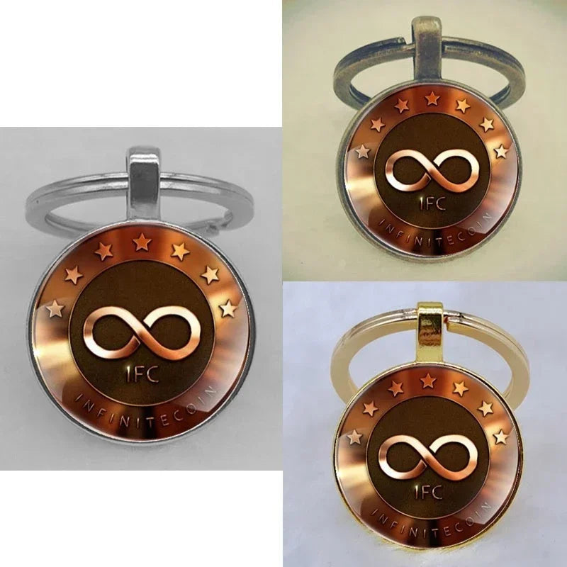 Fashion Bitcoin Design Glass Cabochon Metal Pendant Classic Men's Women's Keychain Keyring Jewelry Keychain Gift Memorial Streetsharks