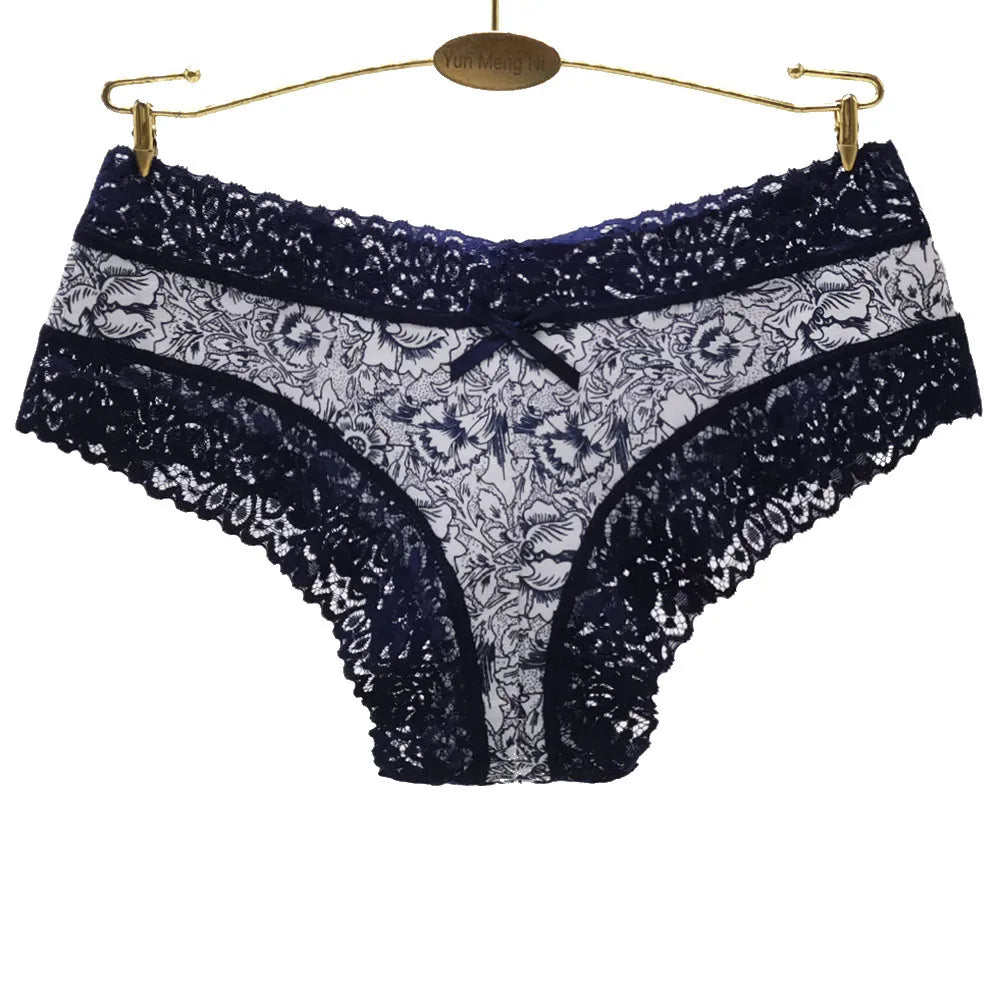 Sexy Lace Women Panties Cotton Underwear Girls Bow Briefs New Ladies Bikini 5 Pcs/set Streetsharks