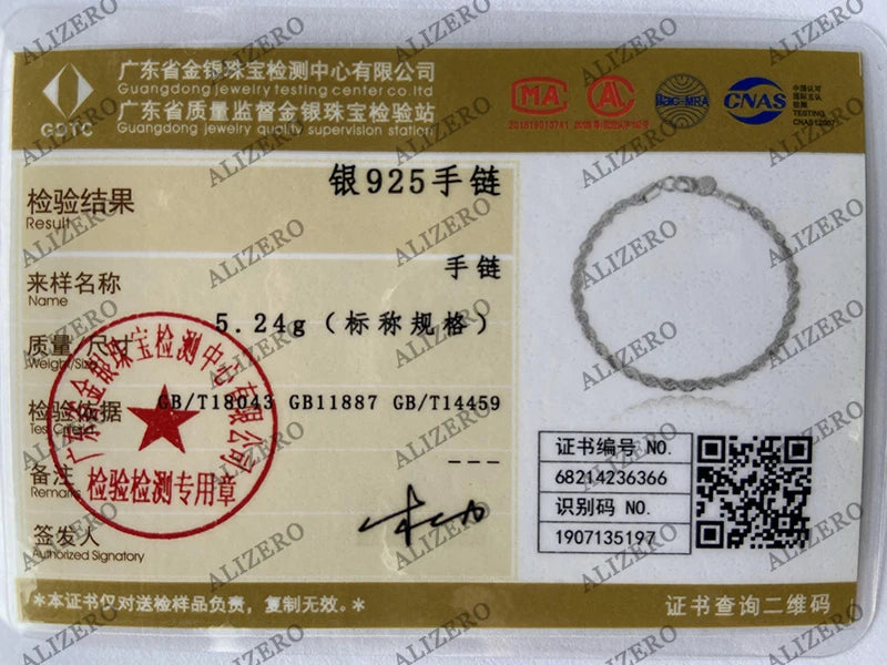 ALIZERO 925 Sterling Silver Unisex 4mm Rope Chain Bracelets for Men Women Twisted Links Chain Bracelet Simple Classic Jewelry Streetsharks