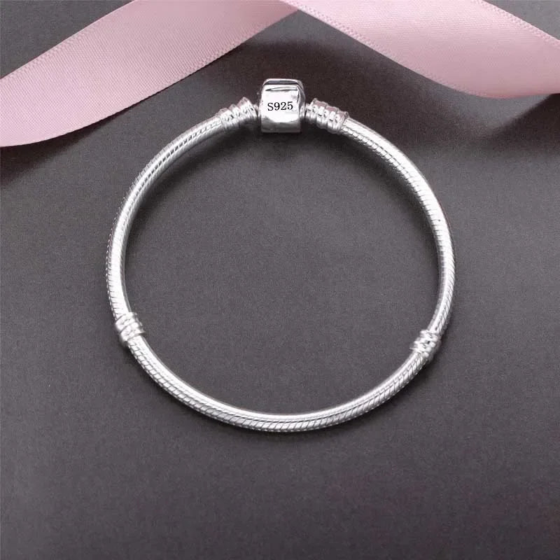 Luxury Handmade Original Fine Jewelry 925 Sterling Silver Charm Bracelet Soft Smooth Snake Bone Bracelets for Women Streetsharks