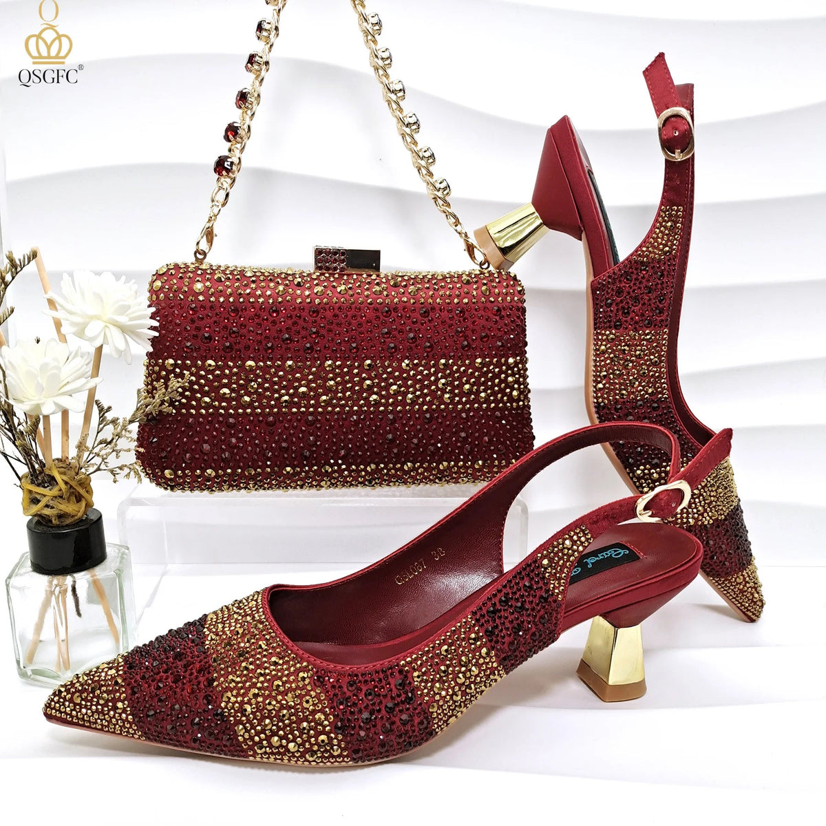 2026 Nigerian Women Heel Ladies Italian Luxury Design Green Shoes And Bag Set Decorated with Rhinestone Handbag Wedding Party luxecrown.co.uk