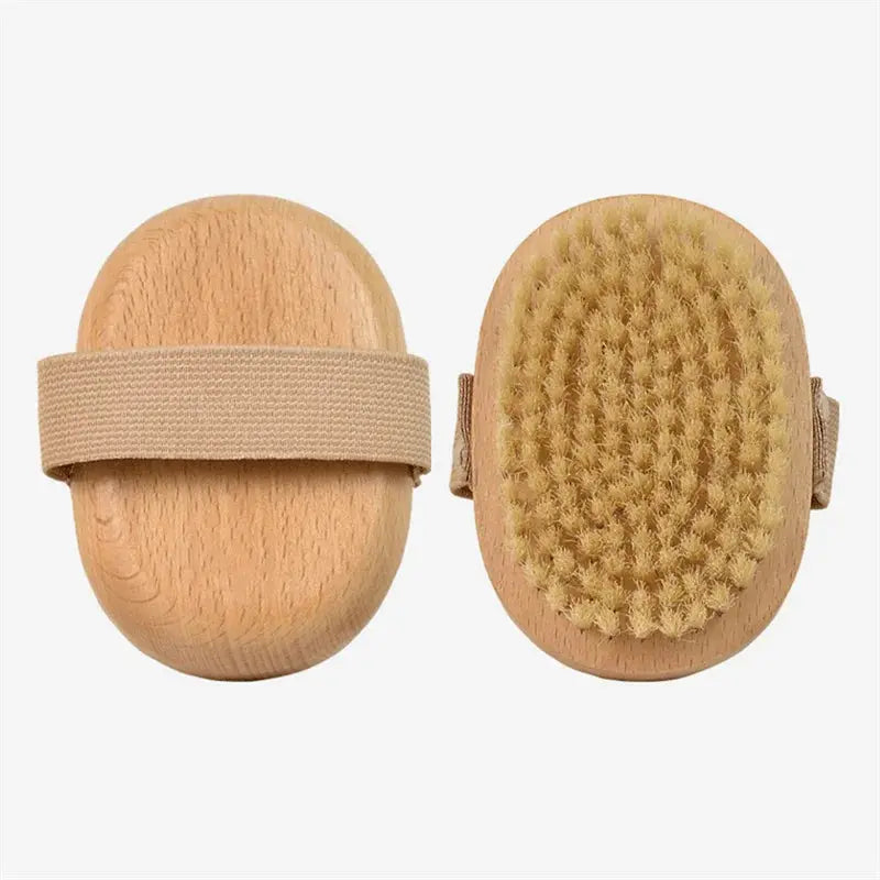 SPA Wooden Body Brush Natural Boar Bristle Organic Dry Skin Body Brush Bamboo Wet Back Shower Brushes Exfoliating Bathing Brush Streetsharks