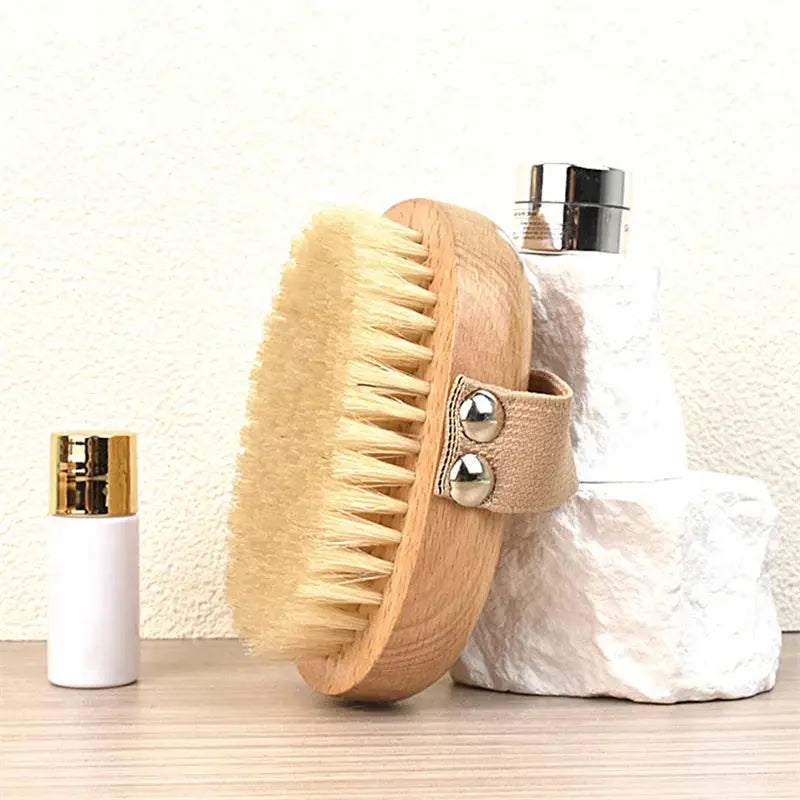 SPA Wooden Body Brush Natural Boar Bristle Organic Dry Skin Body Brush Bamboo Wet Back Shower Brushes Exfoliating Bathing Brush Streetsharks