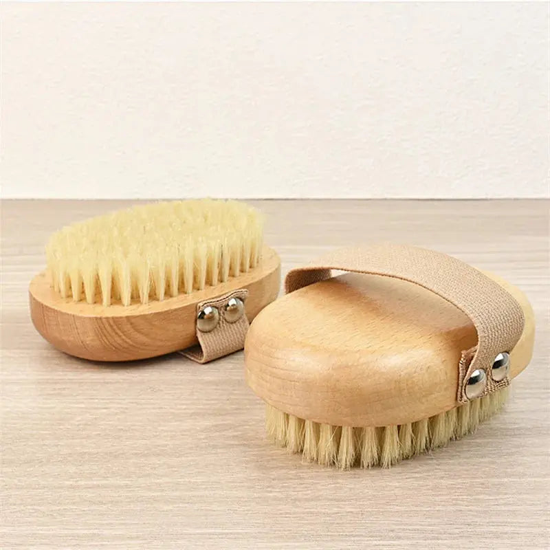 SPA Wooden Body Brush Natural Boar Bristle Organic Dry Skin Body Brush Bamboo Wet Back Shower Brushes Exfoliating Bathing Brush Streetsharks