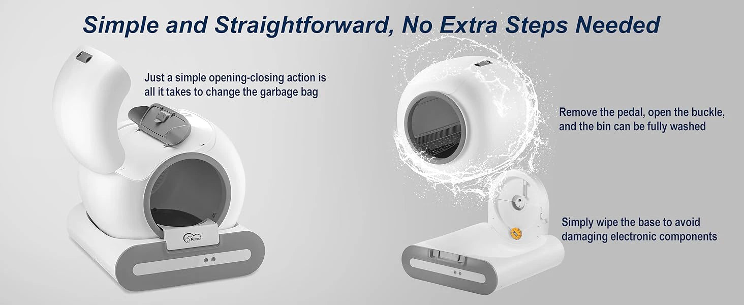 DOEL 65L Self-Cleaning Cat Litter Box App Control, ONLY Supports 2.4G WiFi w/Litter Mat&Trash Bags, Fit for Tofu & Mixed Litter luxecrown.co.uk