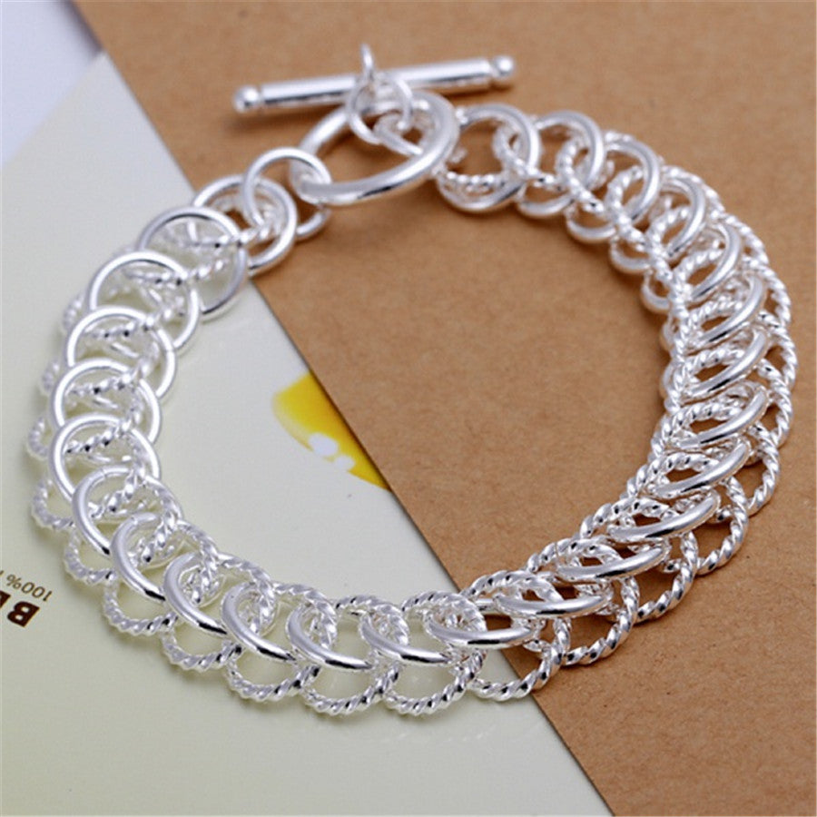 925 Sterling Silver Exquisite Solid Chain Bracelet Fashion Charm Women Men Solid Wedding Cute Simple Models Jewelry Streetsharks