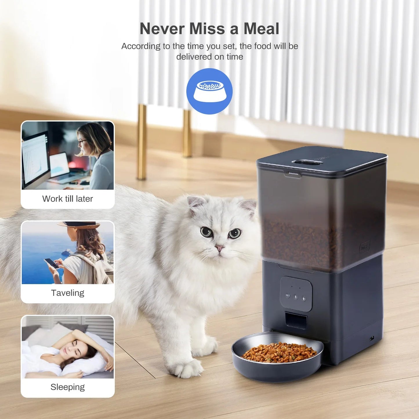 6L Dog Automatic Feeder Transparent Pet Smart Feeder 2L Cats Dispenser Feeding Bowl Remote Tuya WIFI Control Dry Food Pet Feeder luxecrown.co.uk