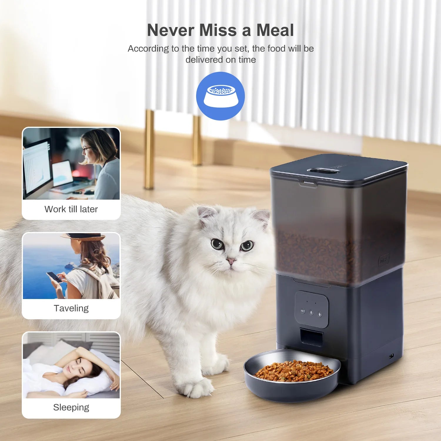 6L Dog Automatic Feeder Transparent Pet Smart Feeder 2L Cats Dispenser Feeding Bowl Remote Tuya WIFI Control Dry Food Pet Feeder luxecrown.co.uk